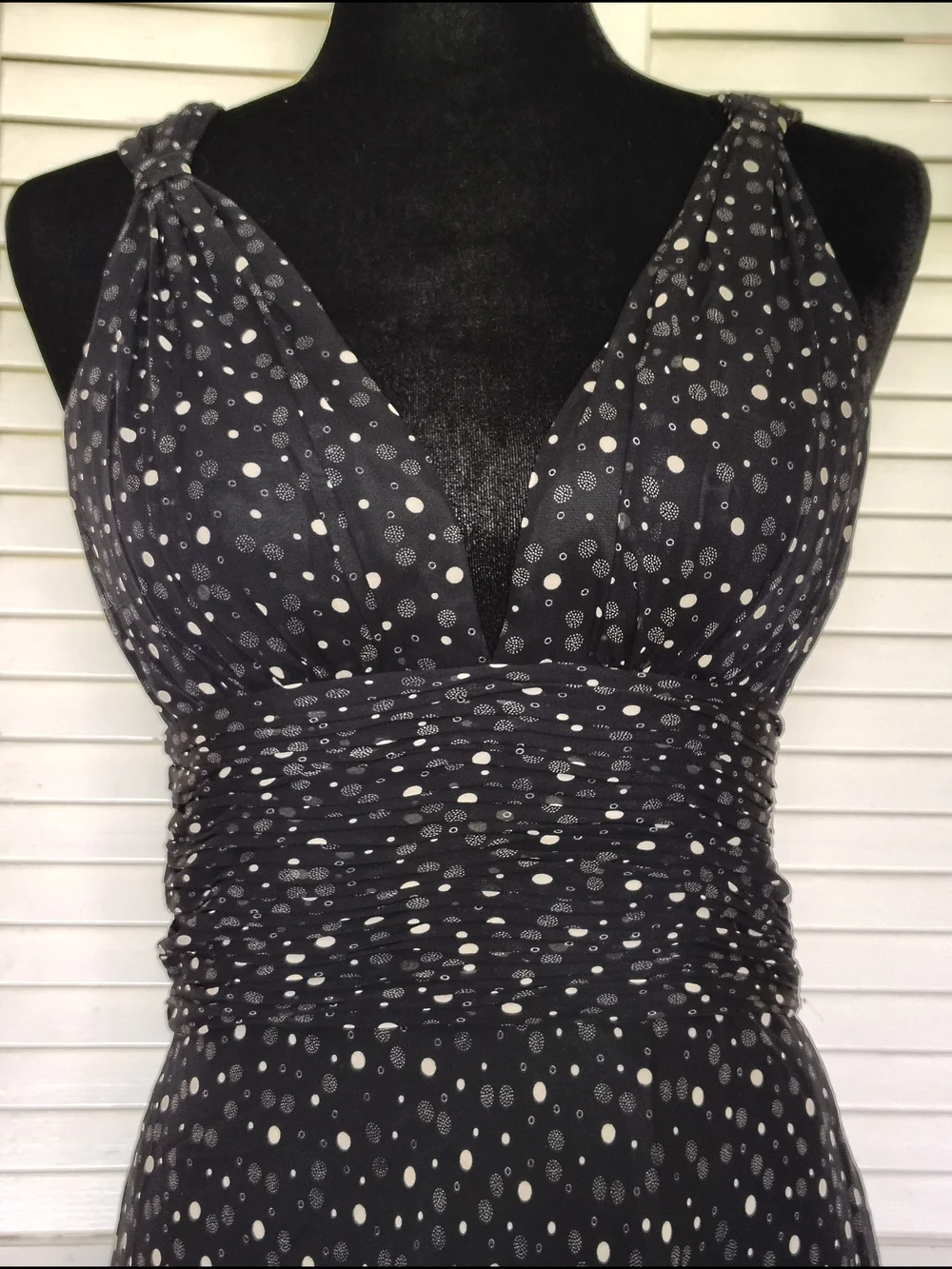 White House Black Market Black Polka Dot Silk Midi Dress Size 2 – Like New - Picture 3 of 16